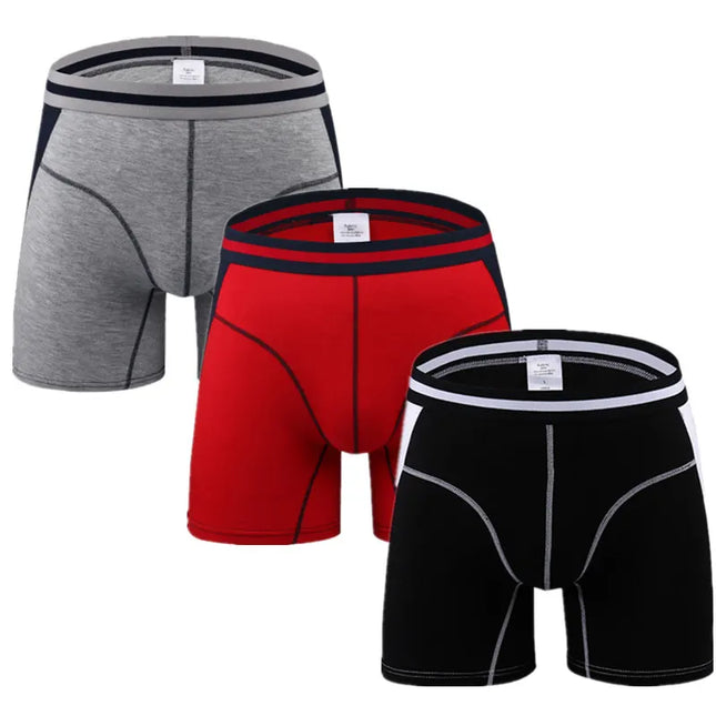 3-Pack Men's Boxer Briefs - Comfortable Long Boxers for Men