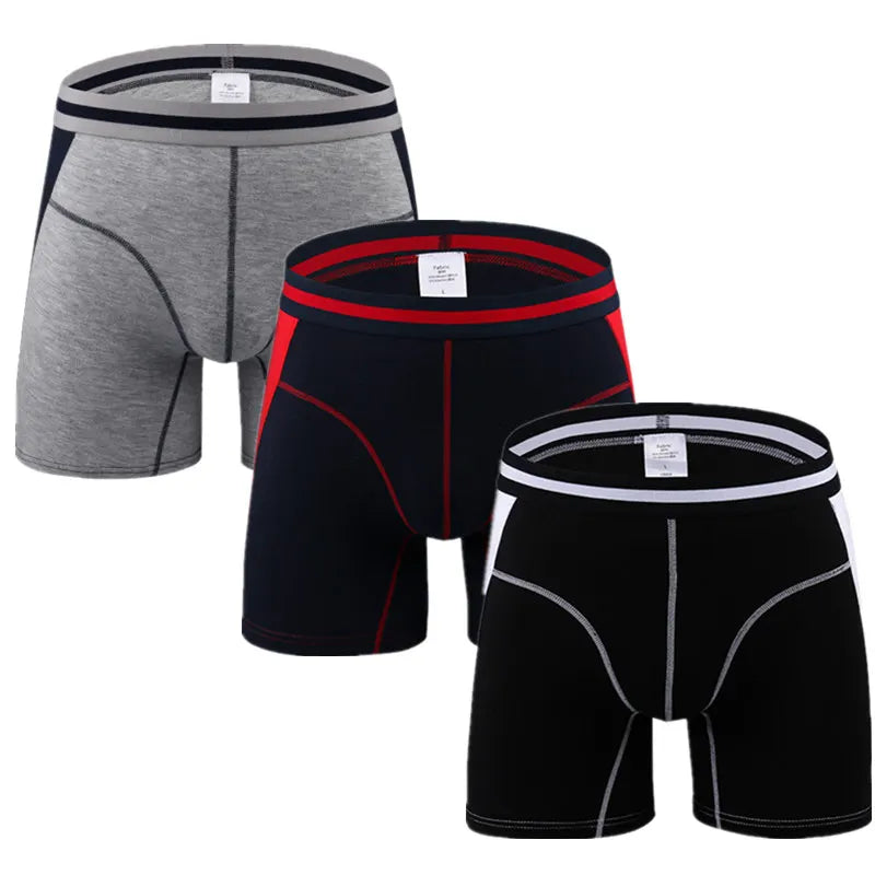 3-Pack Men's Boxer Briefs - Comfortable Long Boxers for Men