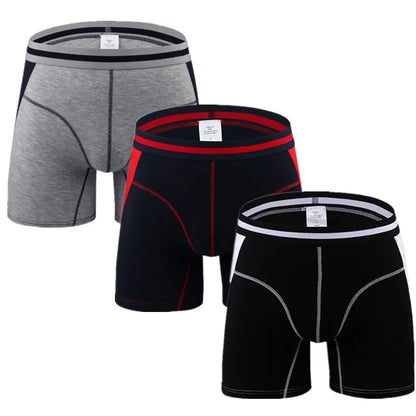 3-Pack Men's Boxer Briefs - Comfortable Long Boxers for Men