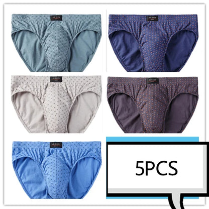 5-Pack 100% Cotton Men's Comfortable Briefs - Various Colors