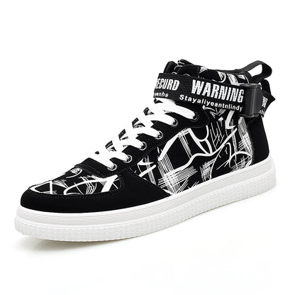 Men's High-Top Sneakers with Graffiti Print
