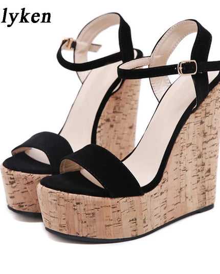 Eilyken Women's Roman Open Toe Platform Wedges with Ankle Buckle Strap High Heels