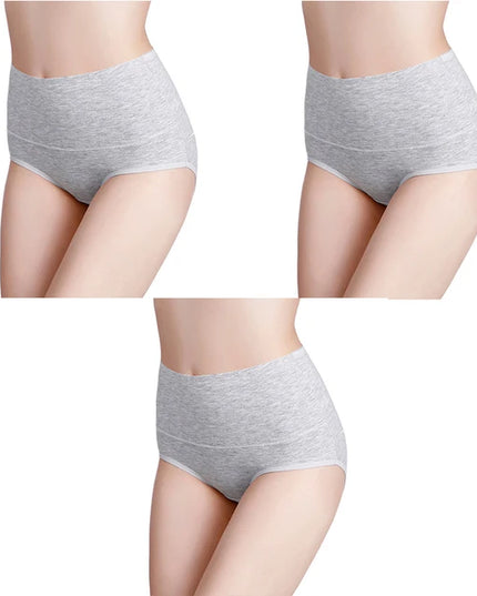 3-Pack Women's Plus Size High-Waist Cotton Breathable Briefs
