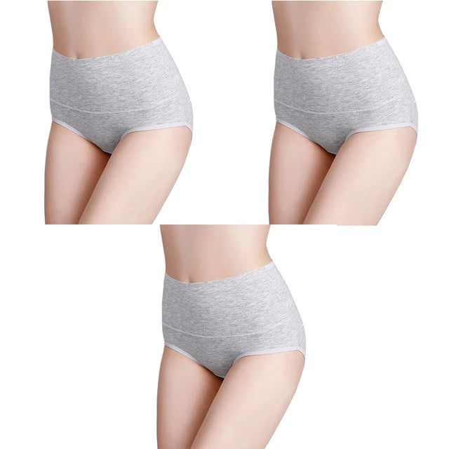 3-Pack Women's Plus Size High-Waist Cotton Breathable Briefs