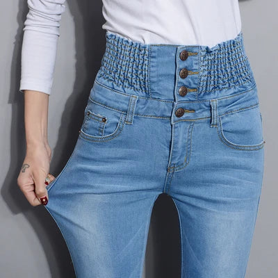 Women's High Waist Skinny Denim Jeans - High Elastic & Stretchy Fit for Women