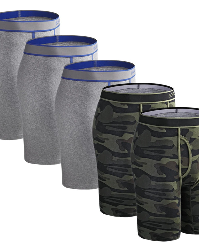 5 Pack Men's Cotton Boxer Shorts – Comfortable Breathable Men's Underwear Set