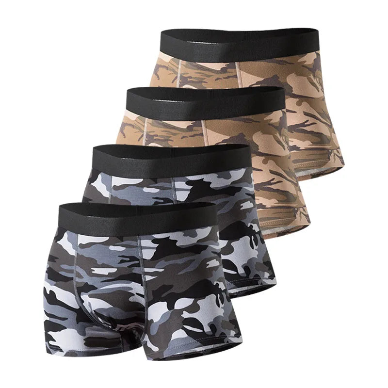 Men's Camo Cotton Boxer Briefs – 4 Pack Comfortable Mens Underwear