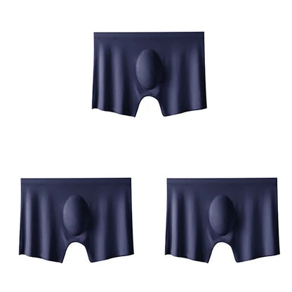3-pack Men's Ultra-Thin Breathable Seamless Ice Silk Hipster Boxers