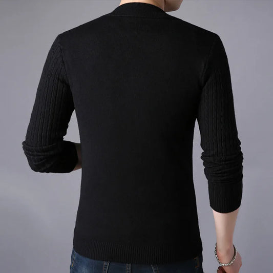 Men's Long Sleeve Knit Zipper Casual Slim Fit Jacket
