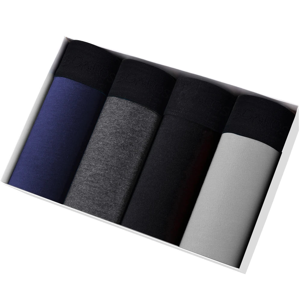 Men's Cotton Boxer Shorts - 4-Pack Comfortable Underwear for All-Day Wear