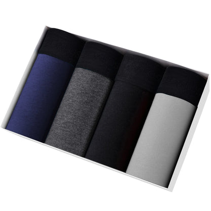 Men's Cotton Boxer Shorts - 4-Pack Comfortable Underwear for All-Day Wear