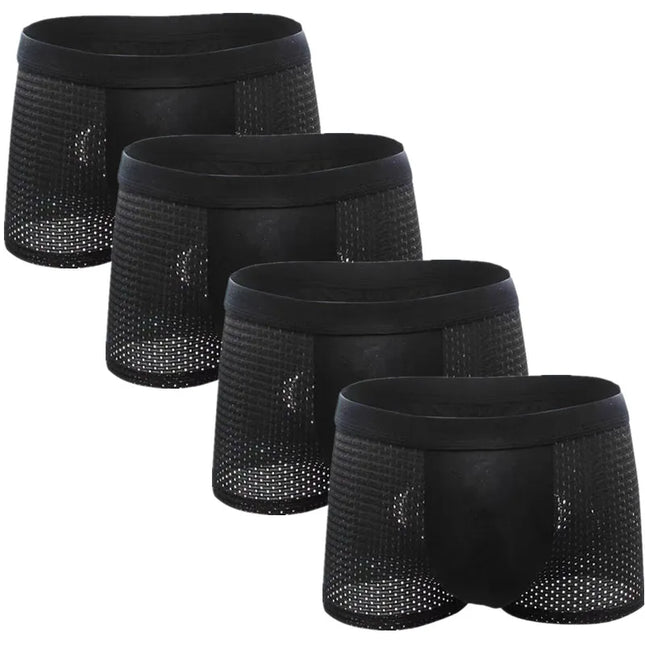 Men’s 4-Pack Mesh Transparent Boxer Shorts – Thin, Breathable, and Comfortable Underwear Set