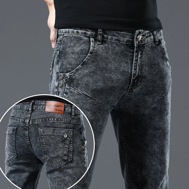 Men's Skinny Jeans Retro Washed Slim Fit - Classic Style