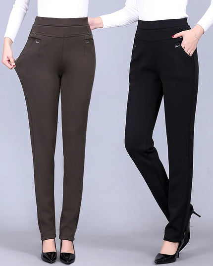 Women's High-Waist Elastic Straight Trousers - Comfortable & Stylish Women’s Pants