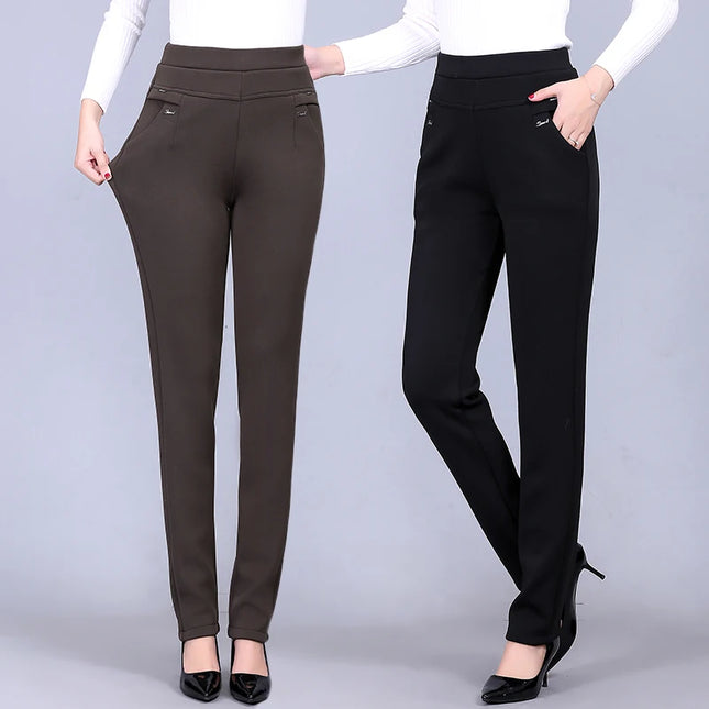 Women's High-Waist Elastic Straight Trousers - Comfortable & Stylish Women’s Pants