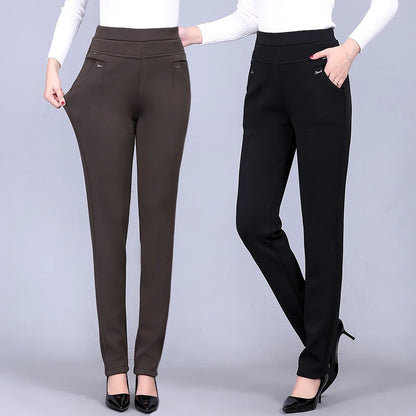 Women's High-Waist Elastic Straight Trousers - Comfortable & Stylish Women’s Pants