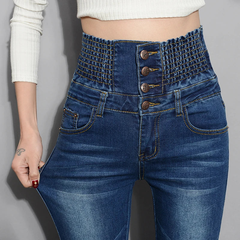 Women's High Waist Skinny Denim Jeans - High Elastic & Stretchy Fit for Women