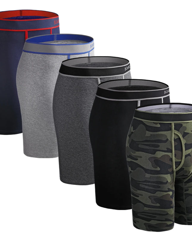 5 Pack Men's Cotton Boxer Shorts – Comfortable Breathable Men's Underwear Set