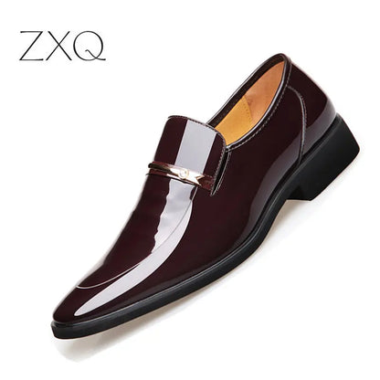 Men's Faux Leather Dress Shoes - Slip-On, Pointed Toe Formal Shoes for Men