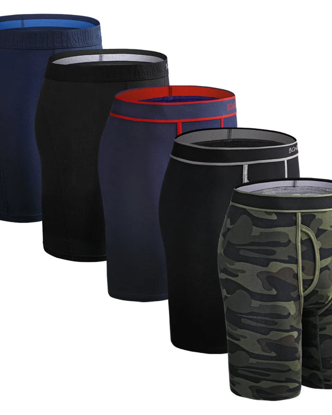 5 Pack Men's Cotton Boxer Shorts – Comfortable Breathable Men's Underwear Set