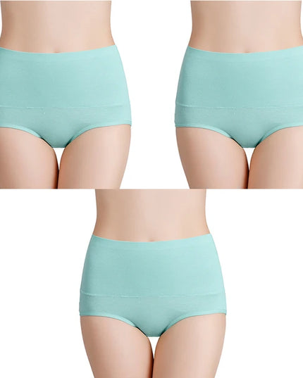 3-Pack Women's Plus Size High-Waist Cotton Breathable Briefs