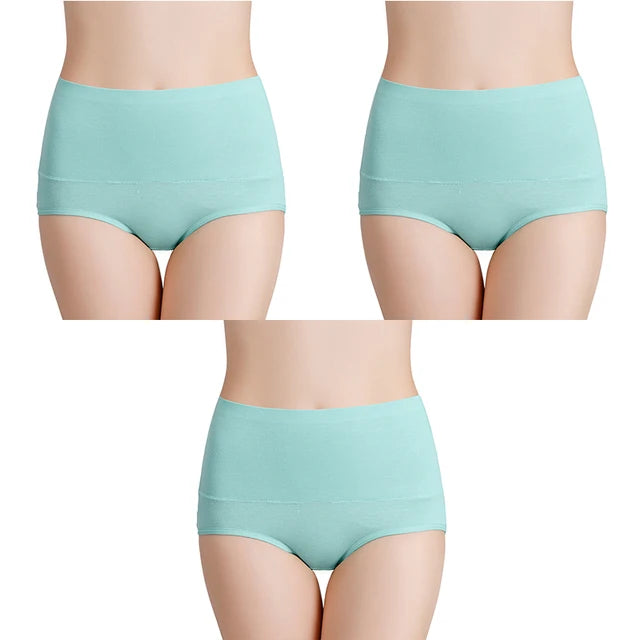 3-Pack Women's Plus Size High-Waist Cotton Breathable Briefs