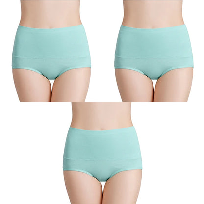 3-Pack Women's Plus Size High-Waist Cotton Breathable Briefs