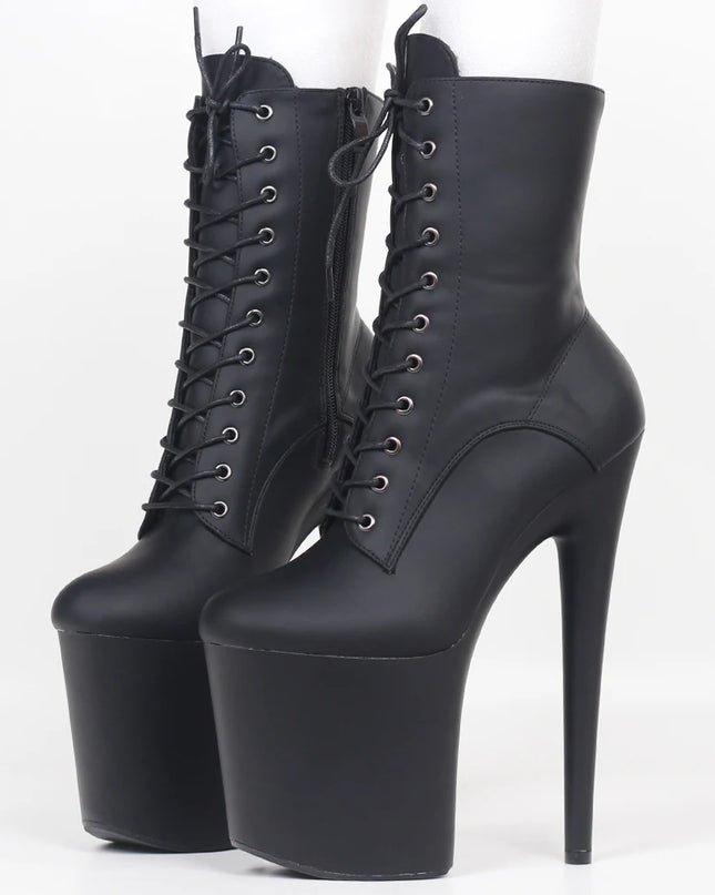 Womens Extreme High Heels Platform Boots Lace Up- 20cm Lift