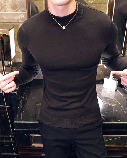 Men's Slim Fit Turtleneck Knit Sweater - Long Sleeve Casual Knitwear for Men