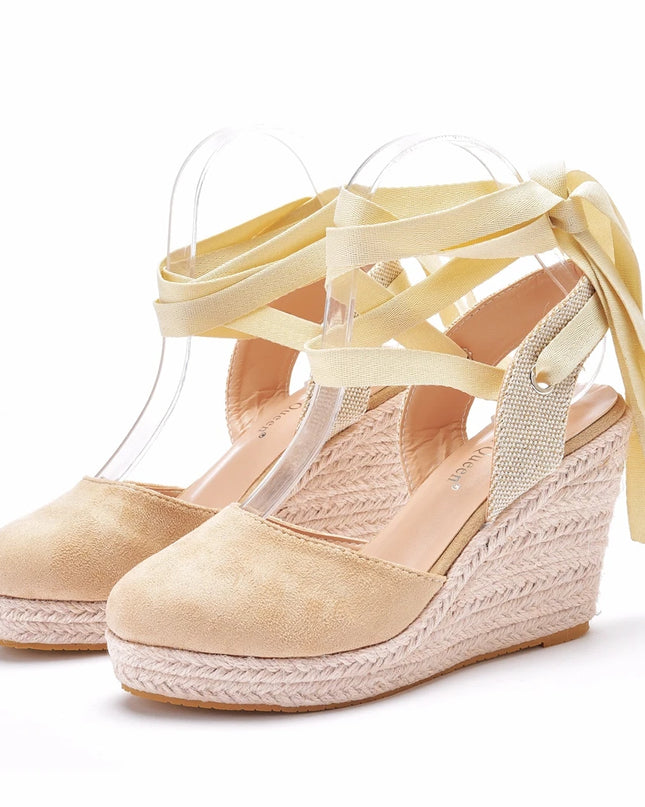 Stylish Closed-Toe Bandage  Wedge Sandals for Women