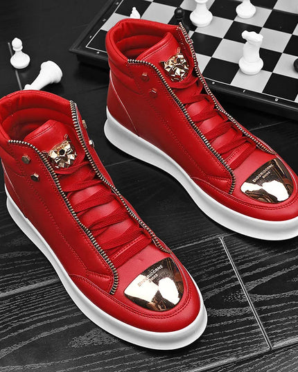 Men's Zippered High Top Sneakers - Various Colors