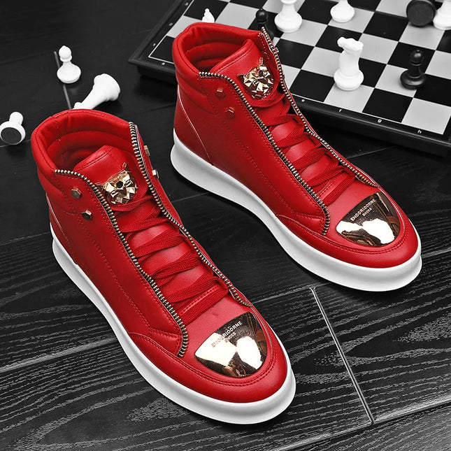 Men's Zippered High Top Sneakers - Various Colors