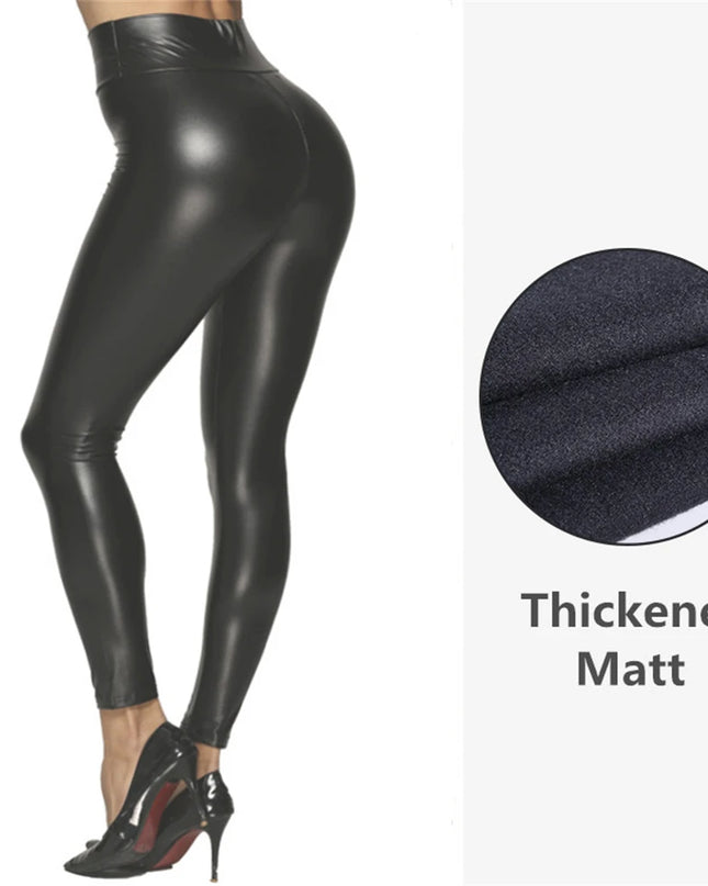 High-Waist PU Leather Skinny Pencil Pants for Women