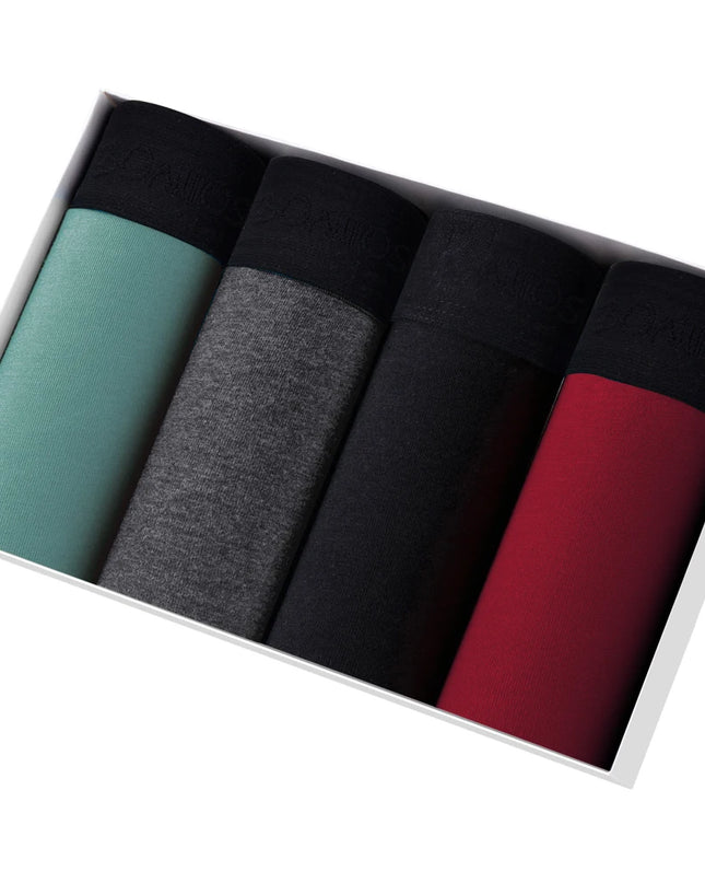 Men's Cotton Boxer Shorts - 4-Pack Comfortable Underwear for All-Day Wear
