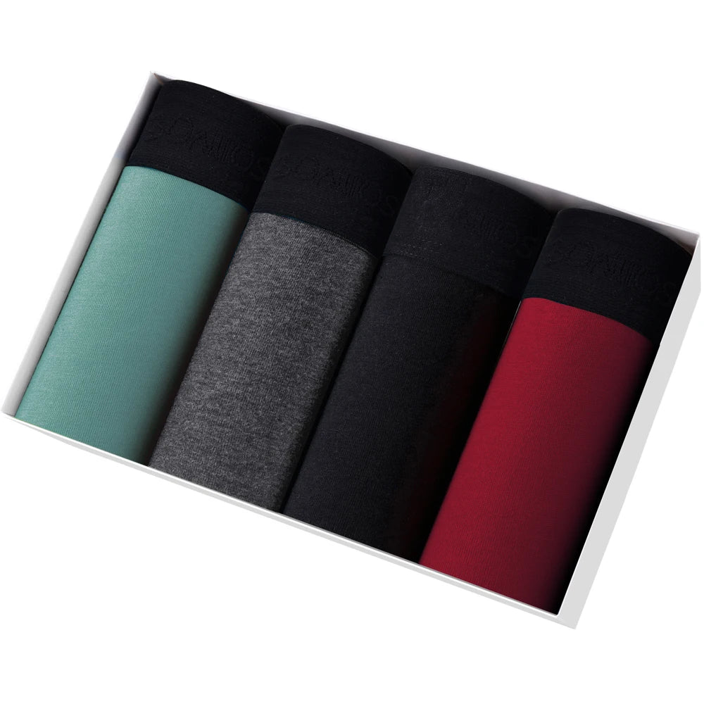 Men's Cotton Boxer Shorts - 4-Pack Comfortable Underwear for All-Day Wear
