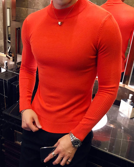 Men's Slim Fit Turtleneck Knit Sweater - Long Sleeve Casual Knitwear for Men