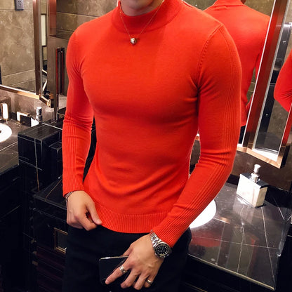 Men's Slim Fit Turtleneck Knit Sweater - Long Sleeve Casual Knitwear for Men