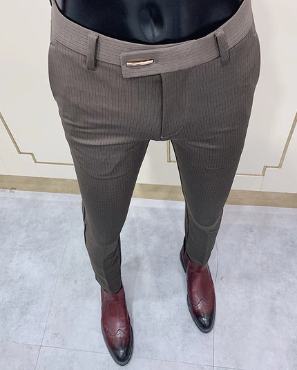 Men's Slim Fit Elastic Formal Dress Pants - Comfortable & Stylish Business Trousers