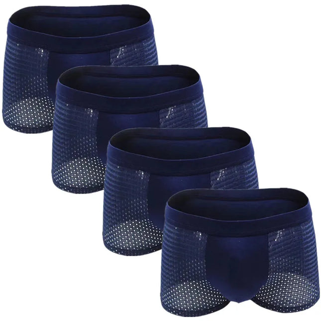 Men’s 4-Pack Mesh Transparent Boxer Shorts – Thin, Breathable, and Comfortable Underwear Set