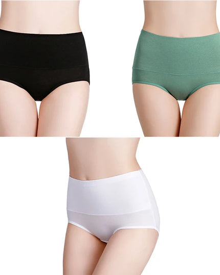3-Pack Women's Plus Size High-Waist Cotton Breathable Briefs
