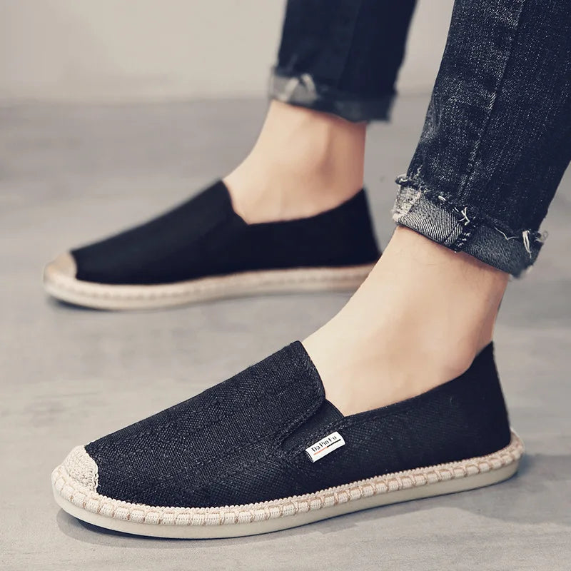 Men's Slip-On Loafers – Comfortable Canva Casual Dress Shoes for Men