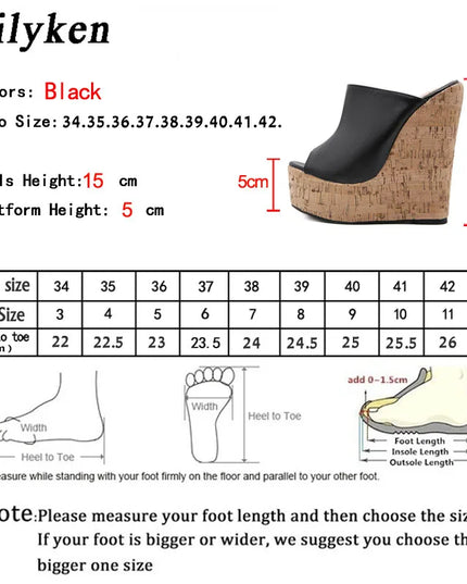 Eilyken Women's Peep Toe Platform Wedges in PU Leather