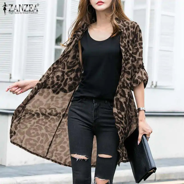 Zanzea Women's Casual Leopard Print Cardigan - Various Colors