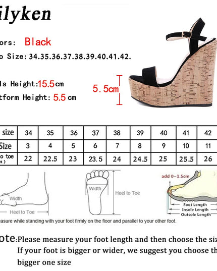 Eilyken Women's Roman Open Toe Platform Wedges with Ankle Buckle Strap High Heels