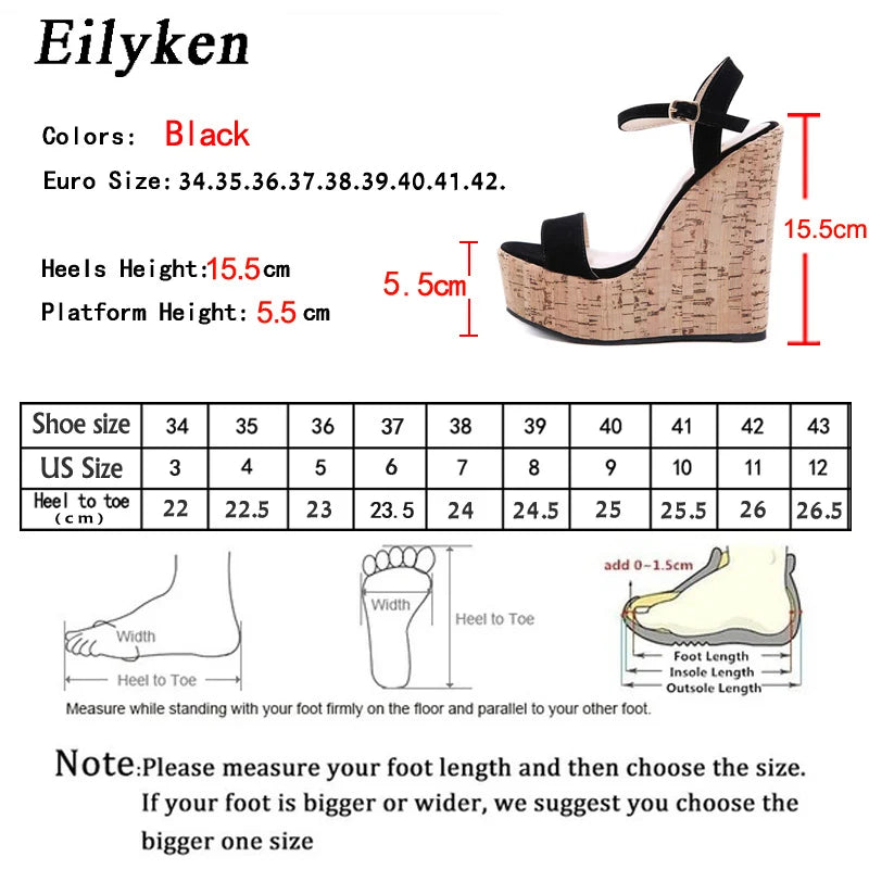 Eilyken Women's Roman Open Toe Platform Wedges with Ankle Buckle Strap High Heels