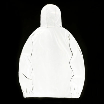 Men's Waterproof Windbreaker Jacket - Reflective Hooded Zipper Jacket for Enhanced Visibility