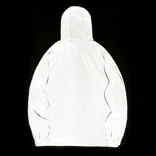 Men's Waterproof Windbreaker Jacket - Reflective Hooded Zipper Jacket for Enhanced Visibility