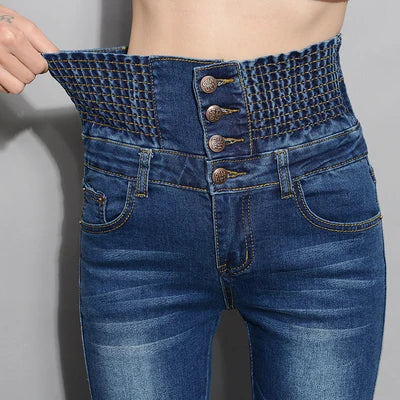 Women's High Waist Skinny Denim Jeans - High Elastic & Stretchy Fit for Women