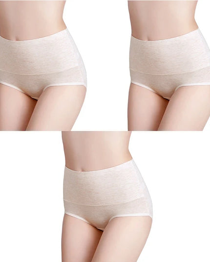 3-Pack Women's Plus Size High-Waist Cotton Breathable Briefs