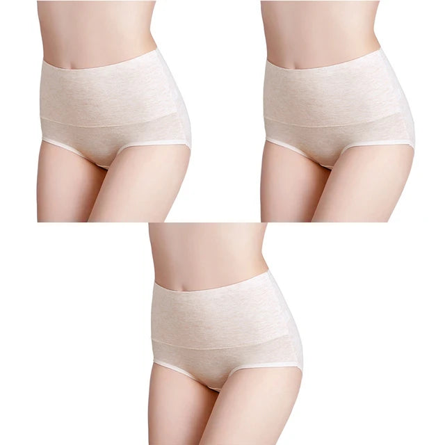 3-Pack Women's Plus Size High-Waist Cotton Breathable Briefs